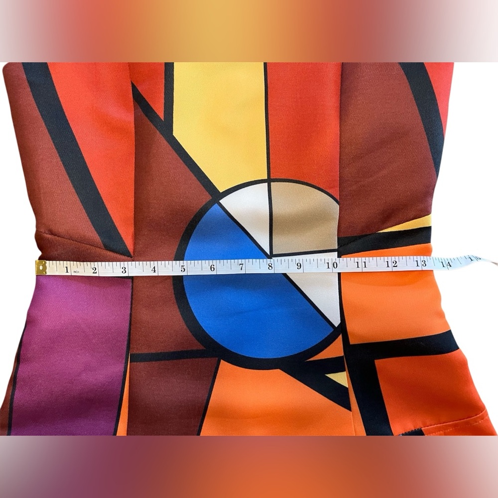 EUC Retro Geometric Print Sleeveless  A Line Mondrian Style Op Art Dress Small - Picture 14 of 16